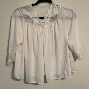 Vintage Shadowline delicate bed jacket Size Small Lace Nylon